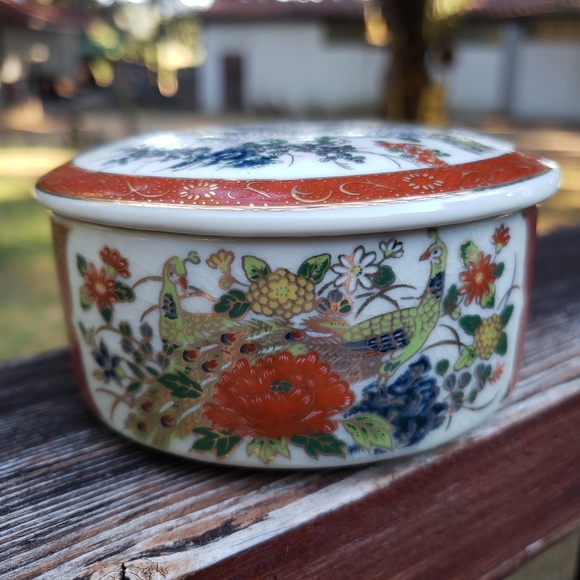 Satsuma Jewelry Vintage Satsuma Musical Trinket Box Peacock And